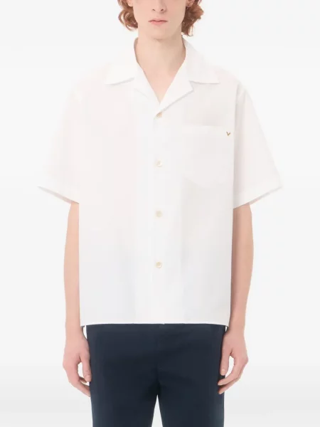 Poplínová košile Valentino Garavani bílá