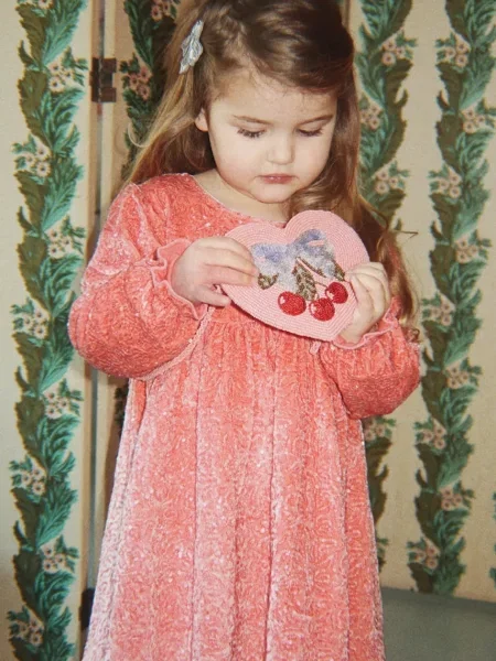 Konges Sløjd šaty zamatové GIA SPARKLE DRESS ružová