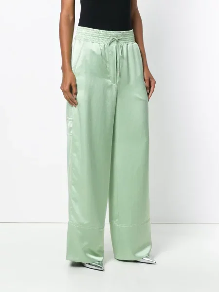 Pantaloni Off-white din satin alb