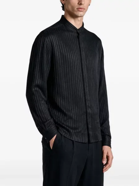 Gulerat cămașă Giorgio Armani cu dungi negru