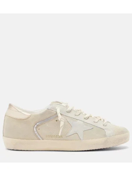 Sneakerși Golden Goose din piele de căprioară alb