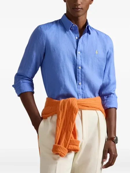 Dlouhá pruhovaná s límcem kšiltovka Polo Ralph Lauren modrá