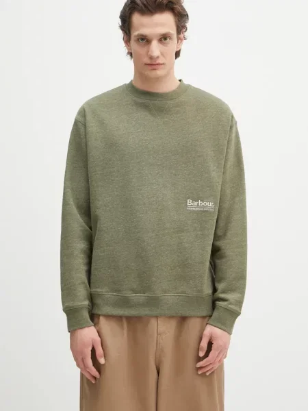Pulover Barbour Barbour Calton OS Fit Crew Sweatshirt zelena