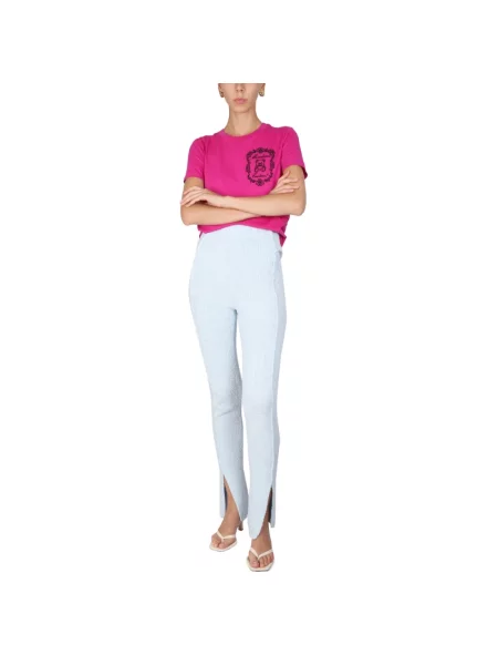 Koszulka Moschino z logo fioletowa