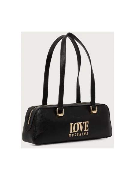 Love Moschino torebka bagietka z imitacji skóry czarna
