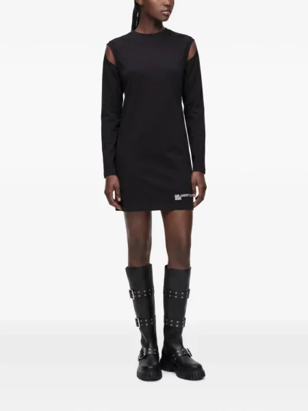 Rochie din denim Karl Lagerfeld Jeans din jerseu negru