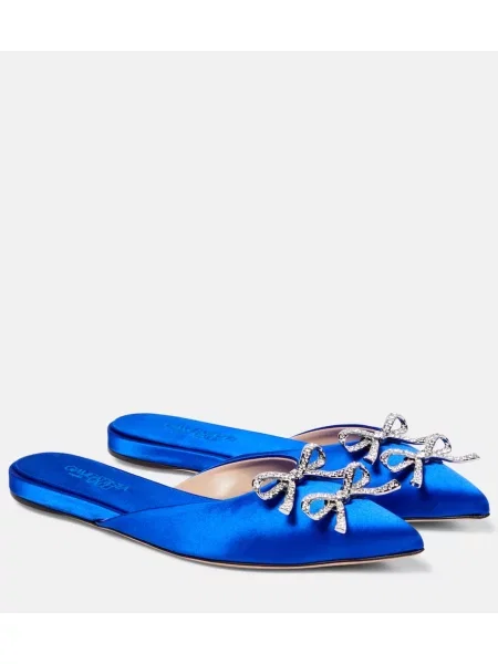 Papuci tip mules Giambattista Valli din satin albastru