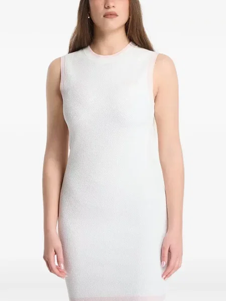 Rochie mini Guess fără mâneci tricotate alb