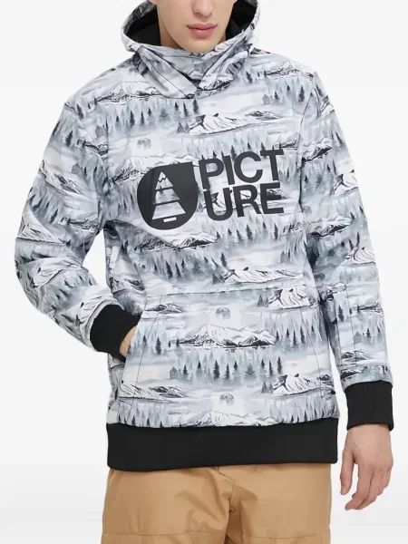 Mikina s kapucí Picture s potiskem šedá