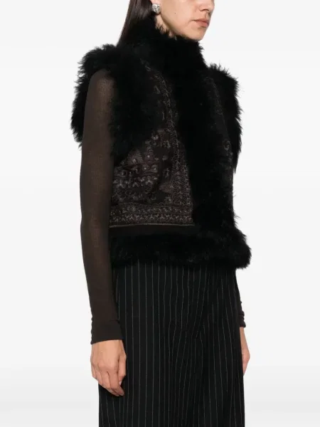 Vestă Antik Batik cu pene negru