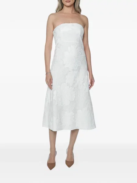 Virágos jacquard pánt nélküli midi ruha Ted Baker fehér