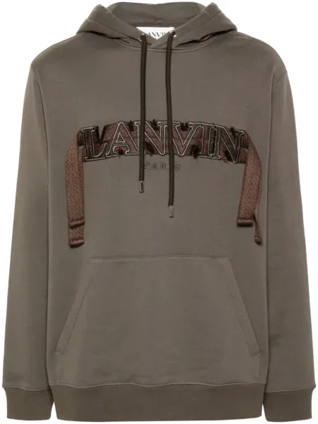 Hanorac cu glugă Lanvin cu broderie verde