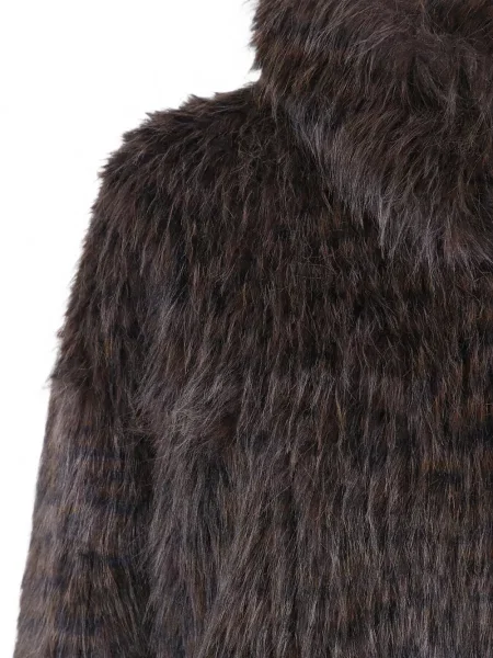 Geacă Betta Corradi cu imagine cu model leopard cu blană negru