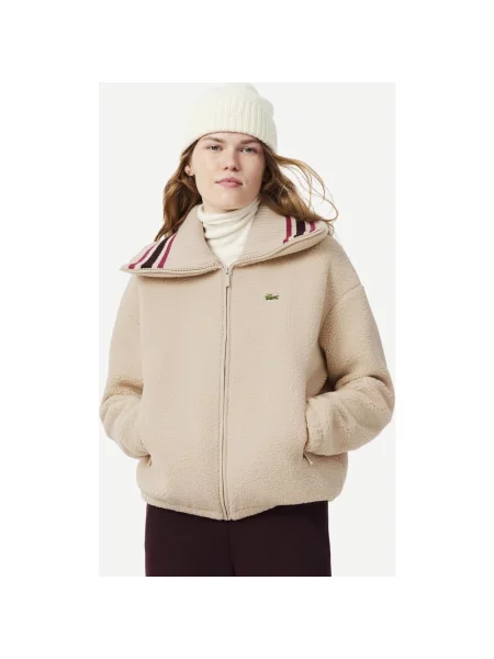 Polar Lacoste Oversized Striped bordowy 34 beżowy