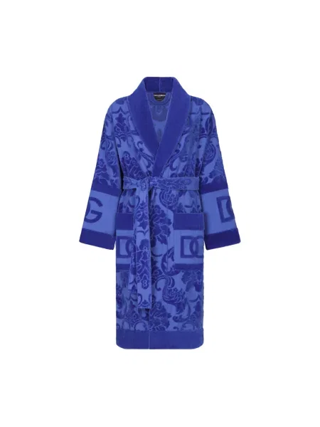 Szlafrok Dolce And Gabbana frotte niebieski