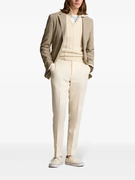 Samt polo majica Polo Ralph Lauren s vezom karirana smeđa