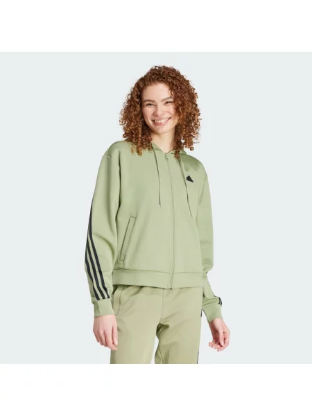 Pruhovaná mikina s kapucí Adidas zelená