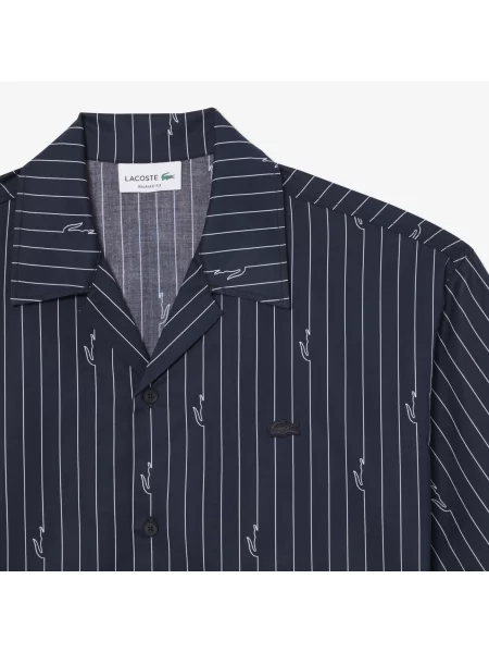 Lacoste Organiczna Koszula Z Krótkim Rękawem Relaxed Fit czarna