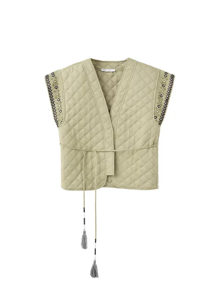 MANGO TEEN Vestă HILARY oliv / verde pastel / negru alb