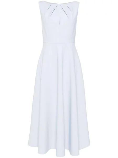 Rochie midi Roland Mouret din crep până la genunchi de costum albastru