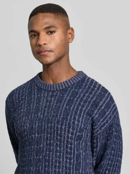 Sweter z dzianiny o kroju regular fit z mieszanki bawełny i wełny model DAAKO' Armedangels granatowy