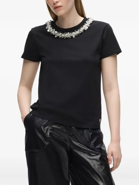 Tricou Karl Lagerfeld cu perle negru