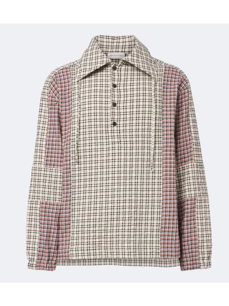 Cămașă Dries Van Noten în carouri bej