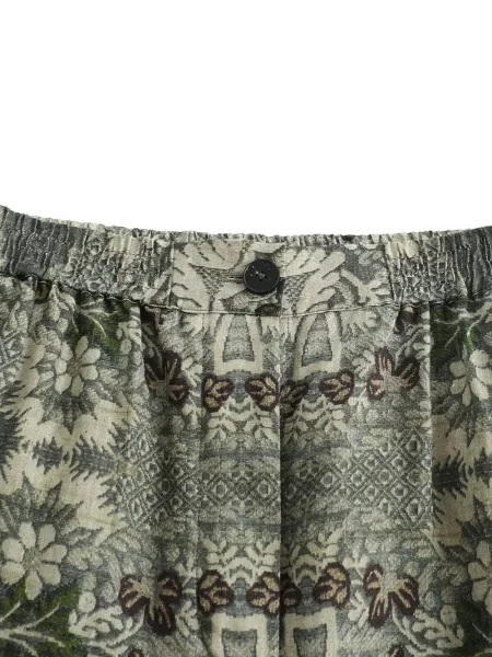 Pantaloni Into The East cu model floral cu imagine verde