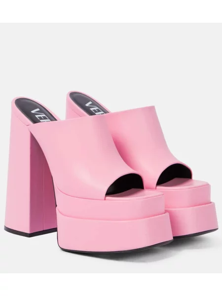 Sandale Versace din piele cu platformă roz