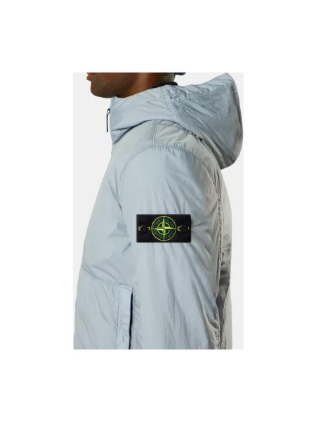 Kurtka bomber Stone Island z kapturem z kamieniami niebieski