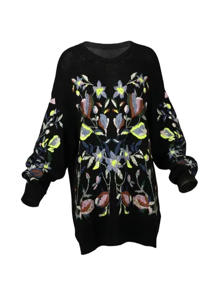 Pulover Valentino Garavani cu broderie cu model floral negru
