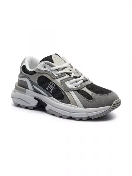 Tommy Hilfiger Sneakers cu adaos de piele gri