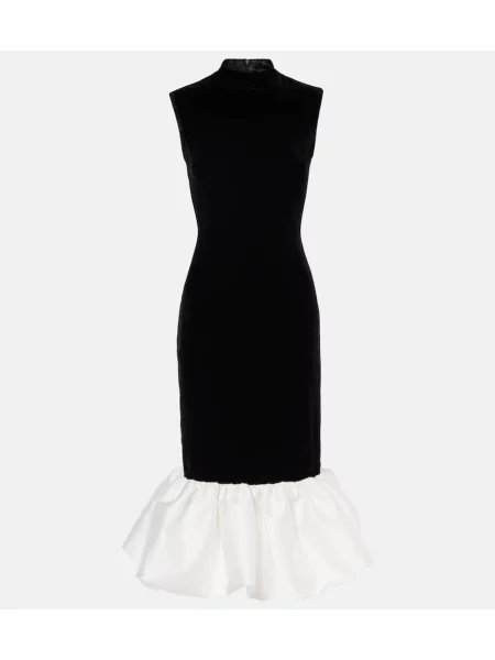 Satynowa sukienka midi Rasario do kolan garniturowa czarna