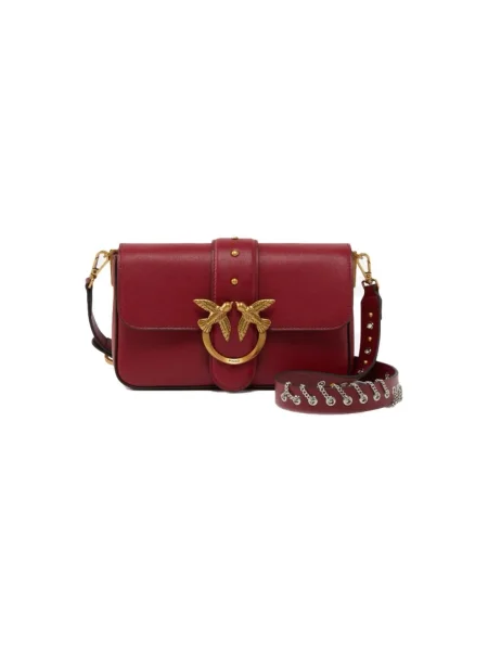 Pinko De piele geantă poștaș LOVE ONE MINI SLOUCHY roșu