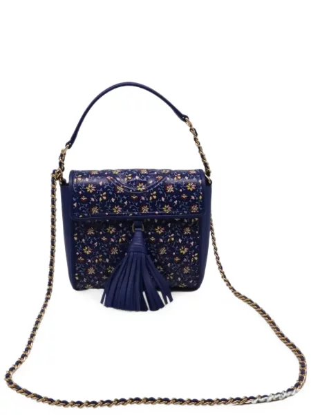 Geanta crossbody Tory Burch cu model floral albastru