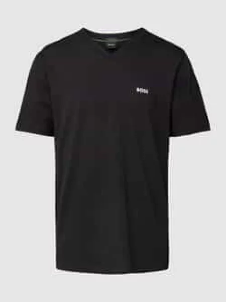 T-shirt z dekoltem w serek Boss Green czarna