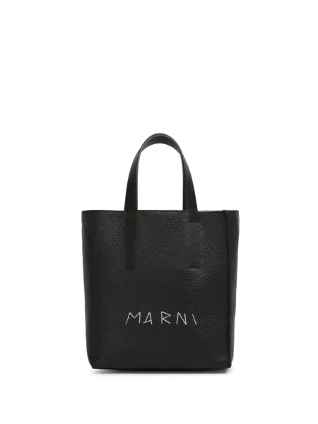 Geanta de piele Marni din piele negru