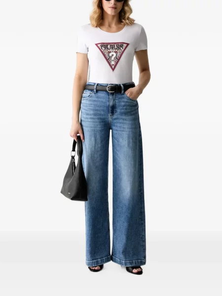 Blugi Guess cu autograf albastru