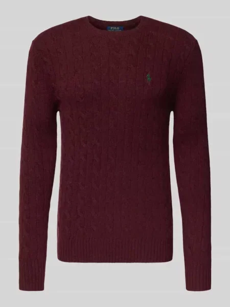 Sweter z dzianiny o kroju regular fit z mieszanki wełny i kaszmiru Ralph Lauren czerwony