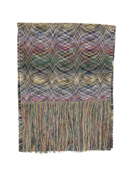 Fular Missoni cu franjuri albastru