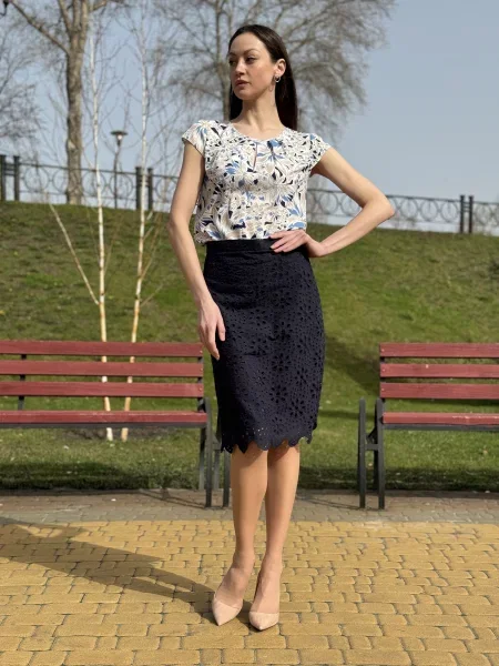 Юбка миди Cat Orange синяя