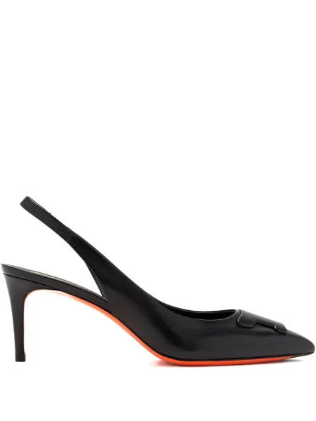 Pantofi cu toc Santoni din piele slingback negru