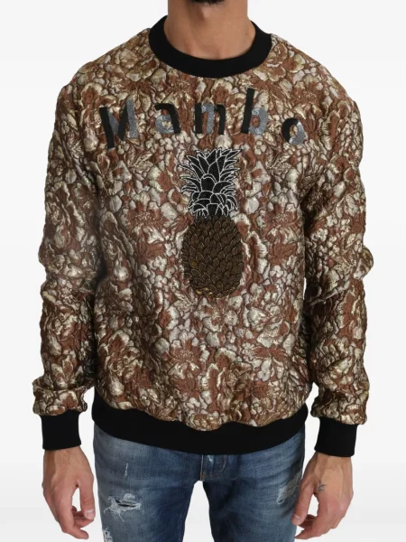 Hanorac Dolce & Gabbana cu broderie din jacard maro