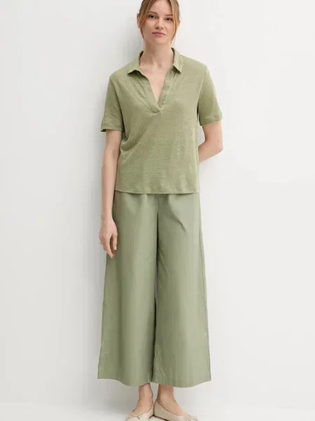 Льняне поло United Colors of Benetton зелений