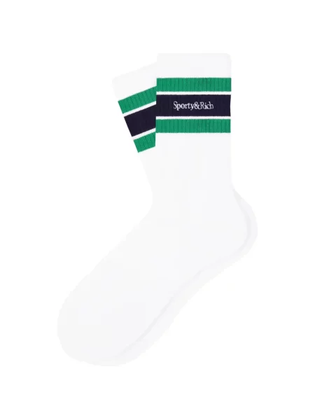 Șosete Sporty & Rich cu broderie cu dungi alb