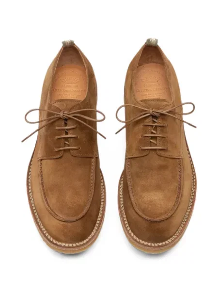 Pantofi derby Officine Creative din piele de căprioară maro