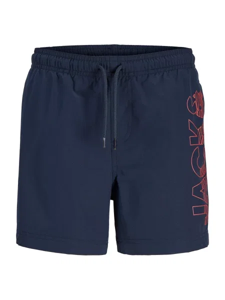 Jack & Jones Junior Plavecké šortky JPSTMaui Wave námornícka modrá / hrdzavo červená