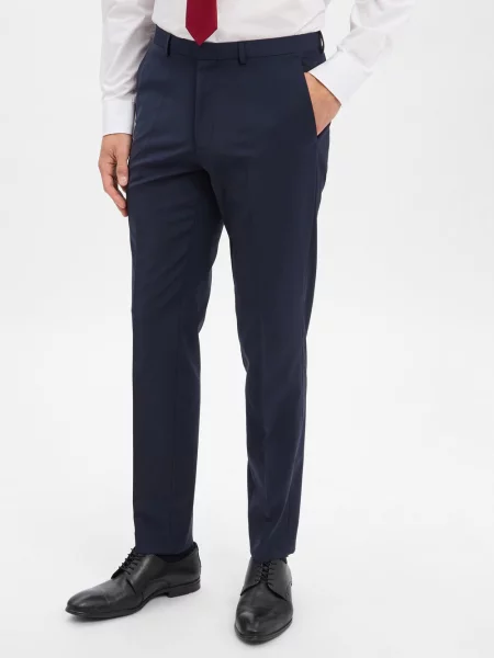 HUGO Spodnie Hesten Mężczyźni Super Slim Fit jednolity 46 niebieski