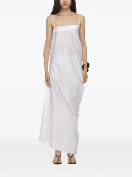 Rochie maxi Carven de mătase asimetrică alb