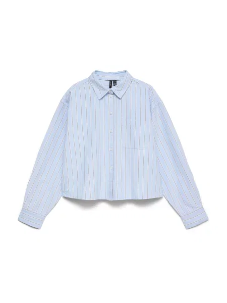 VERO MODA Bluză VMARIA albastru deschis / gri închis alb